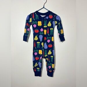 Hanna Anderson Zip Up One Piece Pajamas Unisex 18-24 M Produce Veggie Print